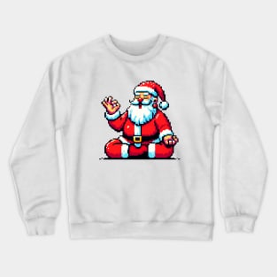 Retro 8-Bit Santa Yoga - Vintage Christmas Fitness Design Crewneck Sweatshirt